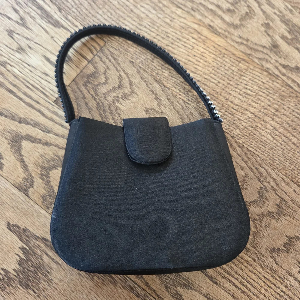 Claire's Black Mini Bag with Embellished Rhinestone Handle